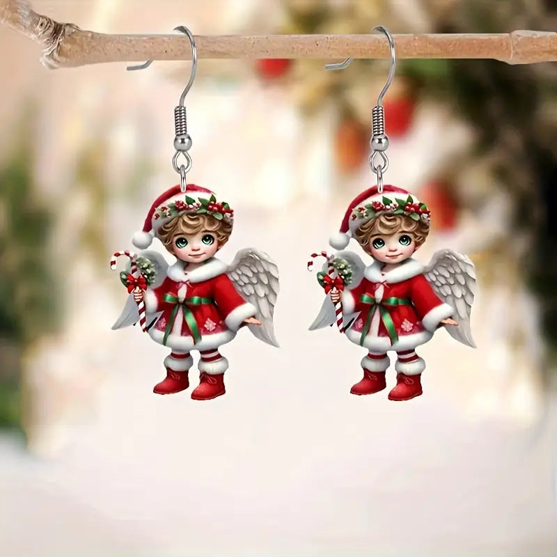 Acrylic Christmas Ornaments Little Angel Dangle Earrings