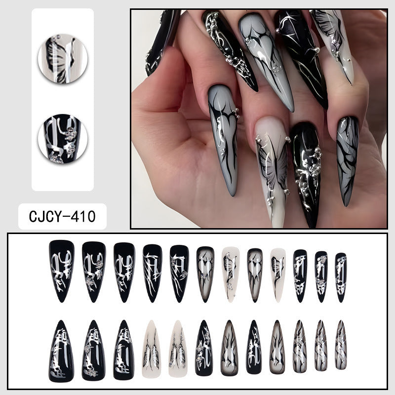 Dark Punk Love Butterfly Press-On Fake Nails