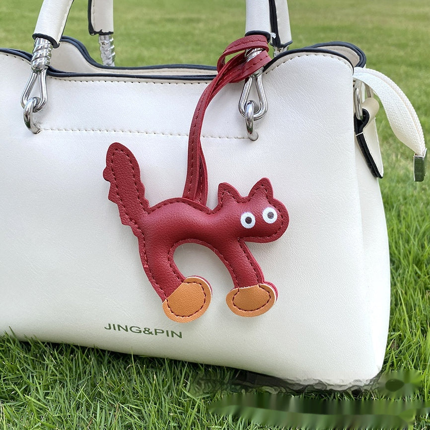 Cute Women's Mini Leather Cat Handbag/Purse Pendant