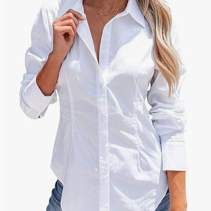 Pure Color Office Temperament Shirt Top