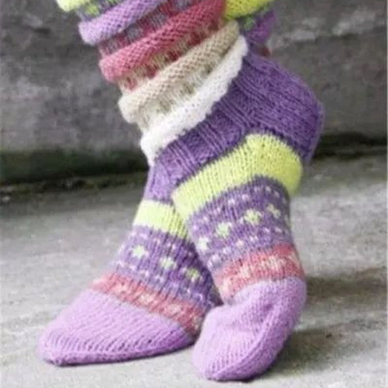 Fashion Warm Wool Blend Color Match Socks