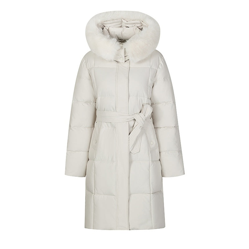 Korean Style Loose Down Jacket with Big Fur Trim
