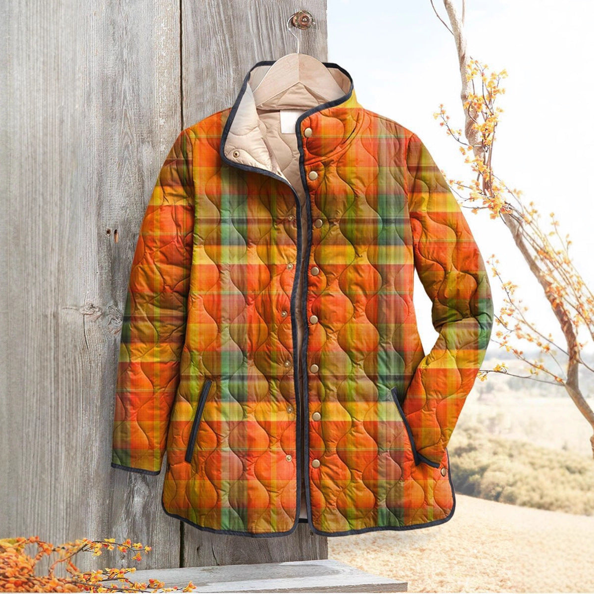 Fashion Cotton-Padded Floral Print Coat