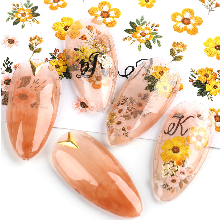 Elegant Flower Pattern Nail Stickers