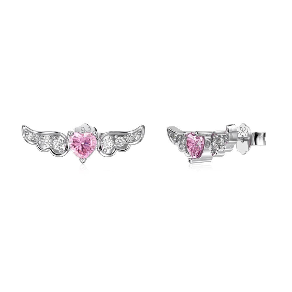 Light Luxury Zircon Heart Dangle Earrings