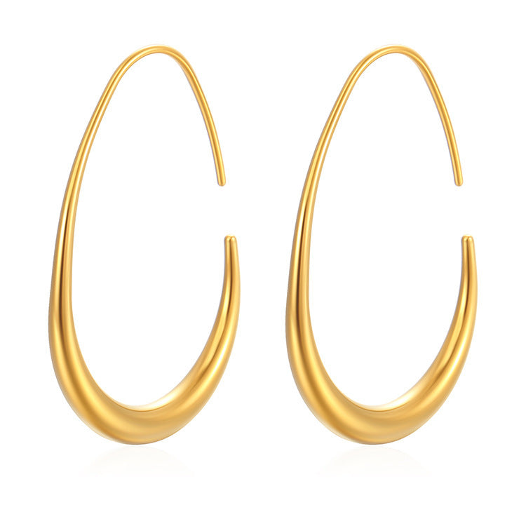 Women's Minimalist Frosty Finish Titanium Steel Egg Earrings