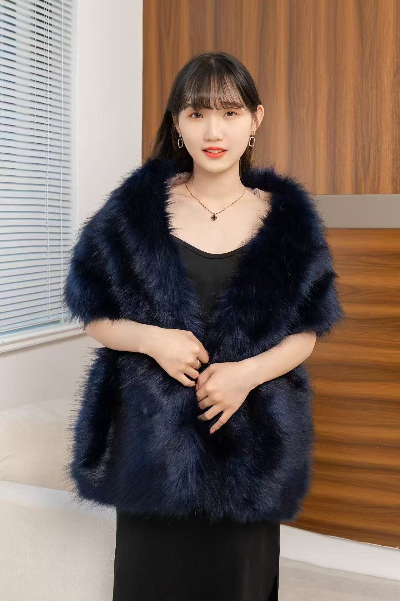 Women's Big Fur Collar Scarf Shawl Wrap