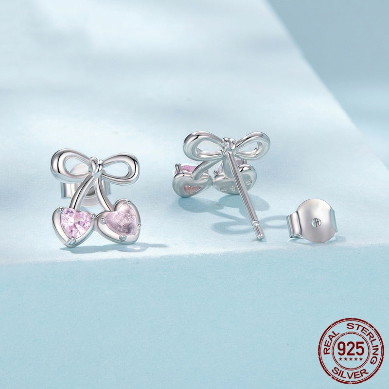 Dainty Cherry Stud Earrings for Girls