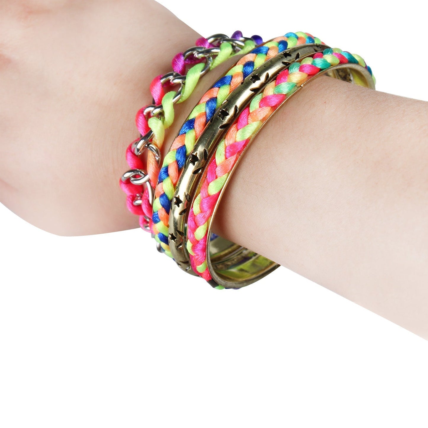 Women's 4-Pack Burnished Gold Tone & Woven Cord Bracelet Set