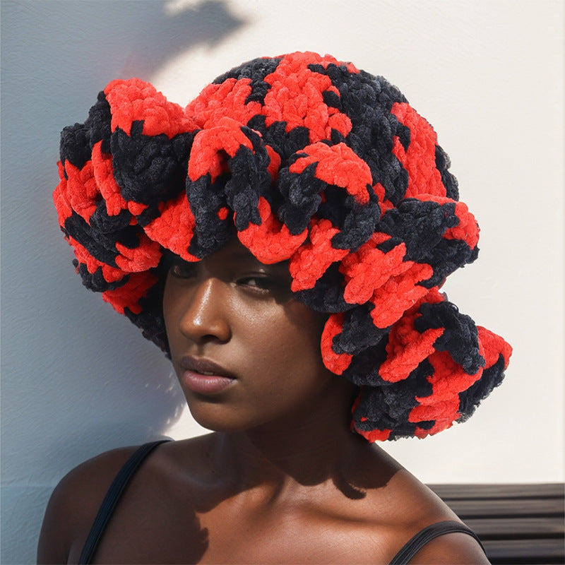 Women's Knitted Pleated Ruffled Fashion Wool Hat