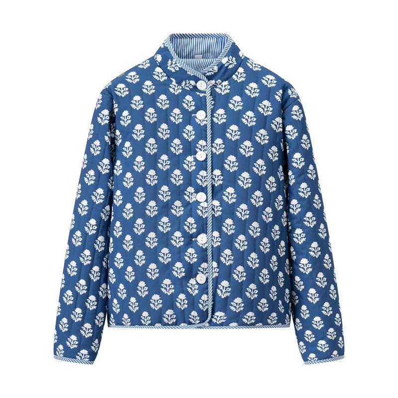 Cotton Reversible Coat with Stand Collar
