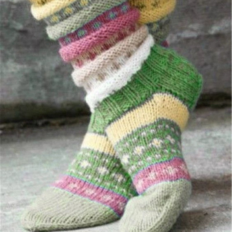 Fashion Warm Wool Blend Color Match Socks