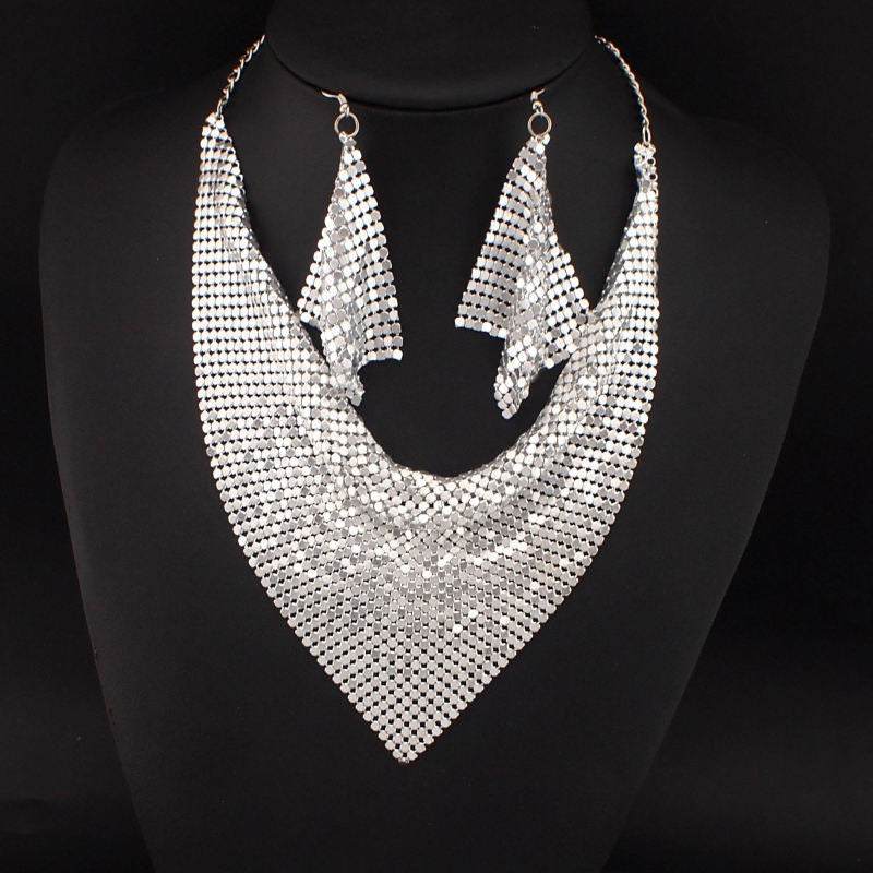 Fashion Scarf Design Statement Necklace & Earring Set