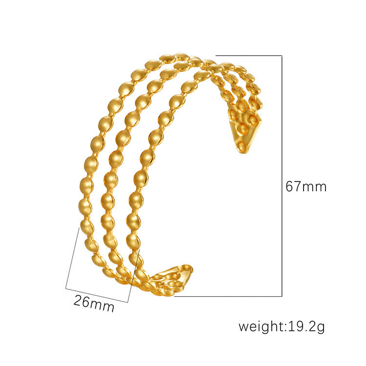 Chic Women's Open-End Stainless Steel C-Shaped Cuff Bracelet